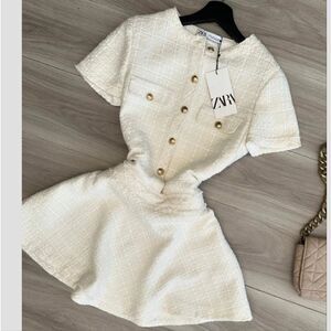 BLoggers fav Zara SHORT STRUCTURED DRESS ZW COLLECTION tweed Chanelish